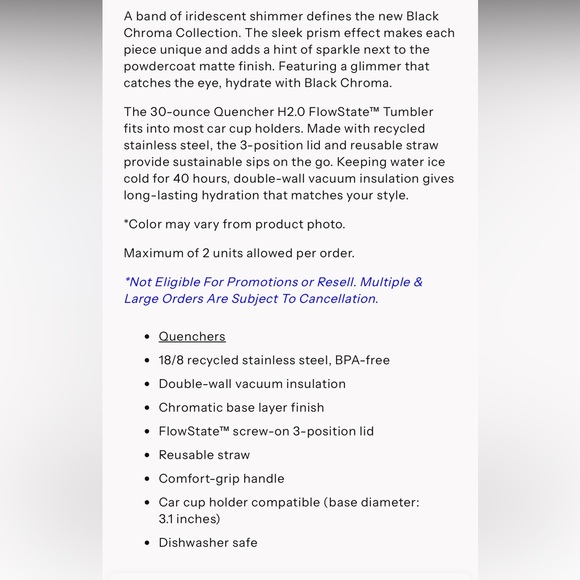 STANLEY The Black Chroma Quencher H2.0 FlowState Tumbler 30 oz - Picture 11 of 13